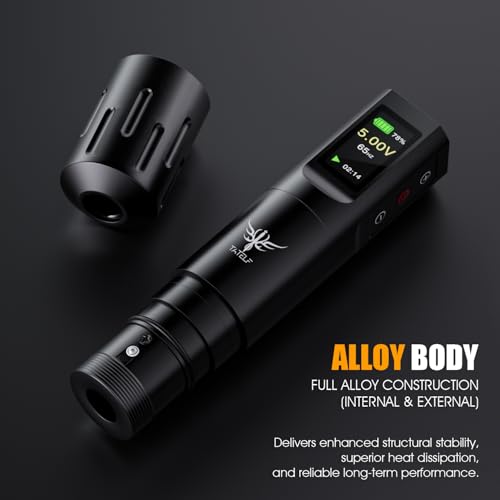 TATELF Maschine Set Drahtlos Pen mit LCD Display Battery 10 Tinte 20 Stück Nadel RCA Connector Komplettes Zubehör für Anfänger und Künstler