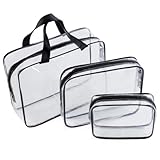Copeflap ビニールポーチ 透明ポーチ クリアバッグ トラベルポーチ 防水 3点セット (ブラック)