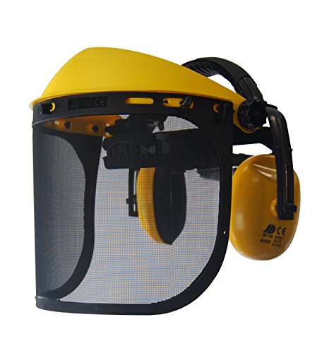 OZAKI - Visière De Protection Grillagée Pro & Casque Anti Bruit Intégré - Modèle Professionnel - Extra Large - Classe F 45m/s - Débroussailleuse &...