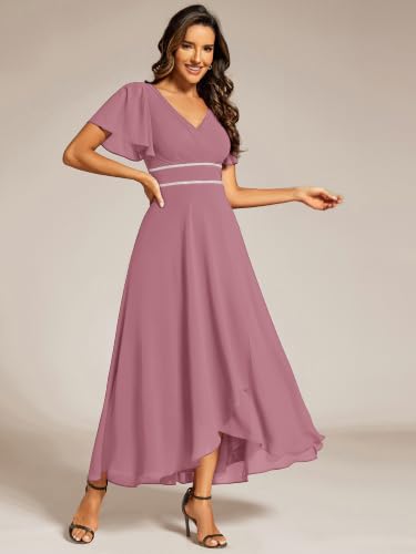 Image of Ever-Pretty Summer A-Line V-Neck Formal Dress for Women Empire Waist Chiffon Mother of the Bride Wedding Guest Dresses 41981