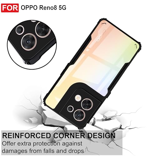 Image of Zapcase Back Case Cover for Oppo Reno8 5G | Compatible for Oppo Reno8 5G Back Case Cover | 360 Degree Back Cover Case | Clear Case with Camera Protection | (TPU + PC | Matte Black)