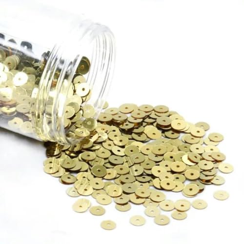 WAJIJD 10 g/Borsa 2mm 3mm 4mm 5mm 6mm Paillettes Colorate Piatte e Rotonde in Massa PVC Craft Paillettes opache Abito da Sposa Accessori per cucire-oro-3mm 3000 Pezzi