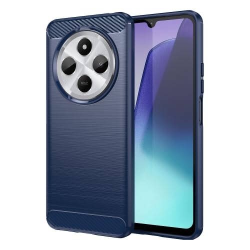 Image of NPRC Hybrid Ultra Slim Protective Case TPU Non-Slip Carbon Fiber Texture Shockproof Case Cover for Poco C75 - Blue