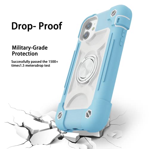 Image of MARKILL Compatible with iPhone with Built-in 360Rotating Ring Stand, Military Grade Drop Protection Full Body Rugged Heavy Duty Case Durable Cover (Ice Blue, iPhone 11 6.1 inch)