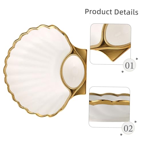 Plato de cerámica con forma de concha para sushi y snacks miniatura 3