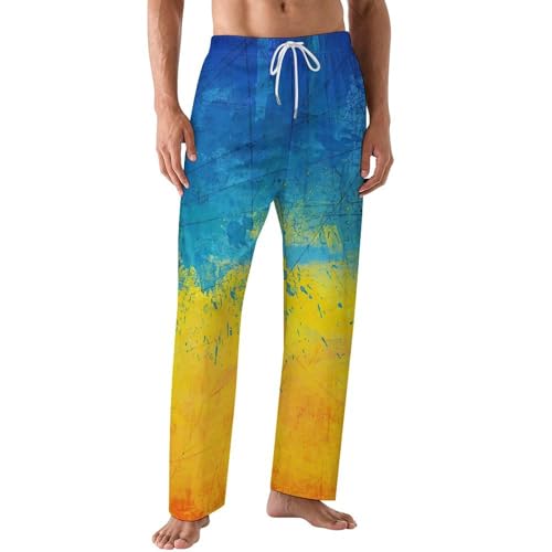 Ukraine Flag Men's Loose Lace-up Home Pajamas Breathable Cute Suitable for Men 2025