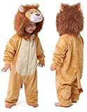 Spooktacular Creations Halloween Lion Pajama Baby Lion Costume Animal Hooded Jumpsuit Animal Pajama for Cosplay Themed Party