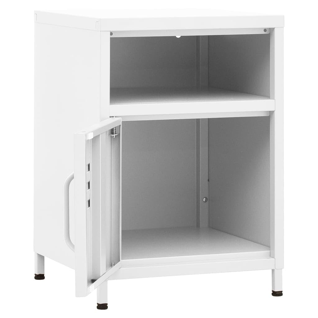 VidaXL Nachttisch Senfgelb – Mit 1 Offenem Regal & 1 Tür, Stahl, 35x35x51 Cm, Max. Belastung 40 Kg, Modernes Design