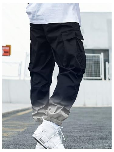 OYOANGLE Men's Cargo Joggers Ombre Drawstring Waist Workout Athletic Jogger Pants with Pocket2