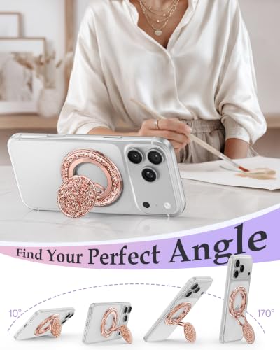 Image of SYNCWIRE for MagSafe Phone Grip, Sparkly Magnetic Phone Ring Holder | 360 Rotation, Glitter Phone Grip Finger Holder Stand Kickstand Bling Bling, for iPhone 17 16 15 14 13 12 Pro Max MagSafe