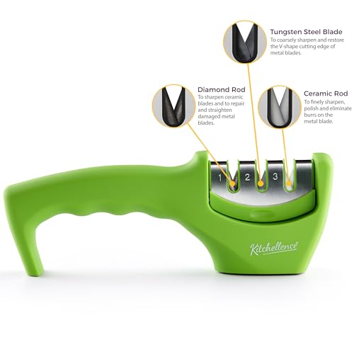 Image of 4-in-1 Kitchen Knife Accessories: 3-Stage Knife Sharpener Helps Repair, Restore and Polish Blades and Cut-Resistant Glove