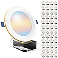 Sunco 48 Pack 6 Inch LED Recessed Light with Night Light, Flush Mount Ceiling Light, Baffle Trim Slim Can Lights, 1500 LM, Selectable CCT 2700K/3000K/4000K/5000K/6000K, Dimmable, 14W=100W ETL