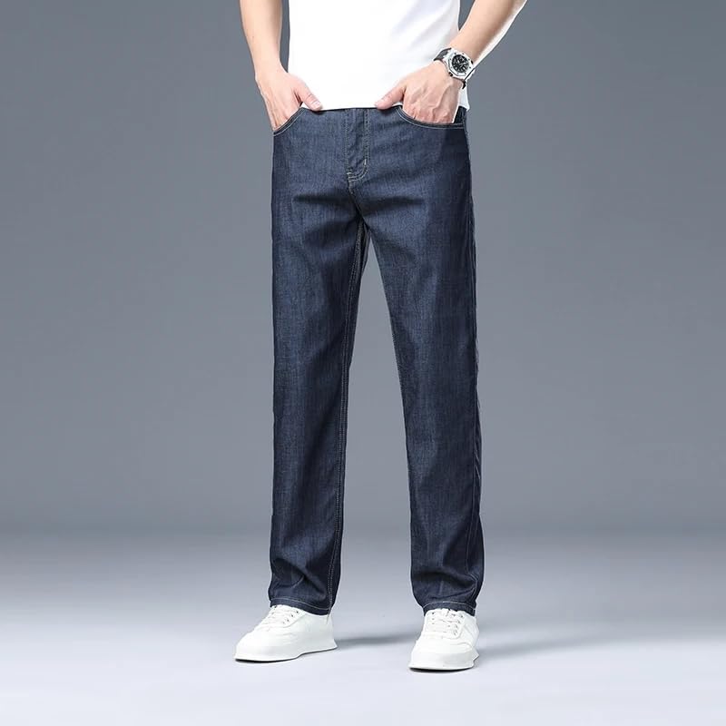 Summer Thin Men's Straight Jeans Casual Straight Business Trousers Male Denim Pants2