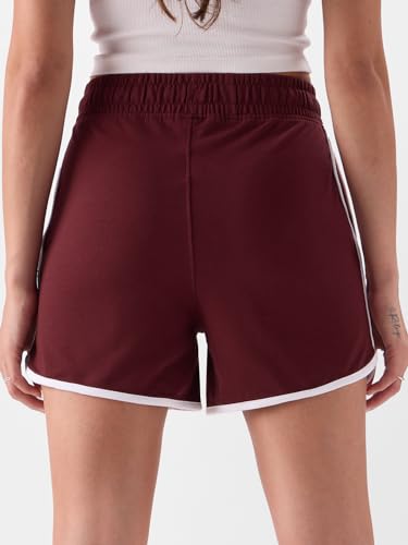 Image of The Souled Store Burgundy Dolphin Women Regular Fit Solid Cotton Lounge Shorts