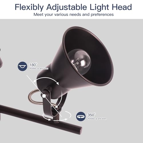 Image of 4-Light Brown Track Lighting Fixtures Ceiling, Directional Ceiling Spotlight with 4 Rotatable Heads, Modern Industrial Flush Mount Ceiling Light for Kitchen Island, Dining Room, Hallway