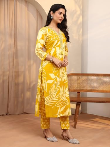 Image of Libas Printed Cotton Blend Straight Kurta Set for Women | daily wear suit