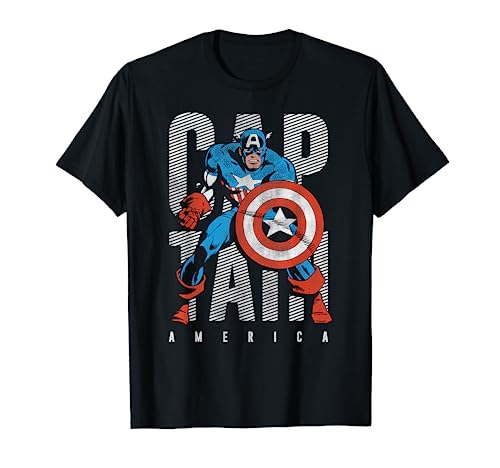 Marvel Captain America Stacked Letters Maglietta