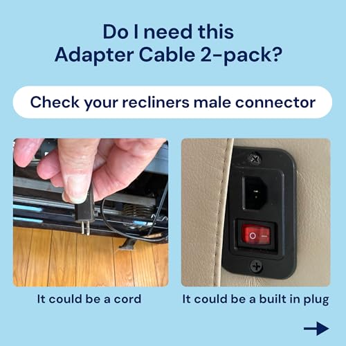 Image of Blue Cactus 2 to 5-pin Adapter Cables for Recliner Battery Pack, 2-Pack | Connects Battery to Major Recliner Brands - 1pc 2-pin to 5-pin - 1pc DIN 45322: 5-pin to 2-pin - Compatible with La-Z-Boy