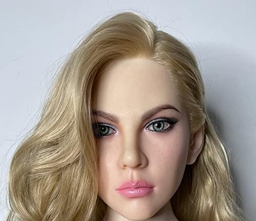LOERSS Silicone Doll Head, Advanced Hair Transplant or Wig,Makeup Doll Head for TPE & Silicone Dolls with Mouth, Lifelike Women Single Doll Head, Snap or M16 Studs Fixed Connection Doll Accessories