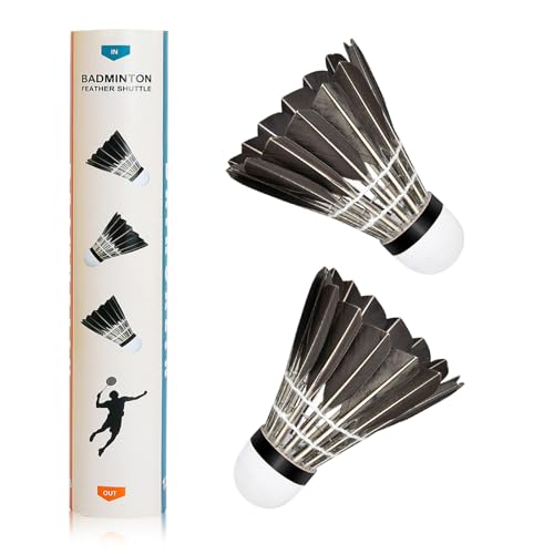 BAIHUALIN WHiZZ Badminton Shuttlecocks Shuttles Durable Goose Feather Balls for Recreational Play, 12x Black