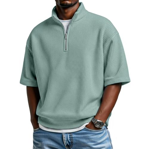 Camisetas Manga Corta Hombre, Ropa de Verano, Algodon Polos de Algodon, Deporte Antisudor Trekking Casual Transpirable Pack Waffle Tecnico Camisetas Poliester Hombre, 4XL