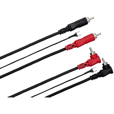Hosa CRA-203DJ Stereo Interconnect, Dual RCA to Dual Right-angle RCA with Ground Wire, 9.8 Feet
