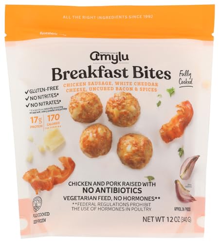 AmyLu Cheddar & Bacon Chicken Sausage Breakfast Bites, 12 OZ