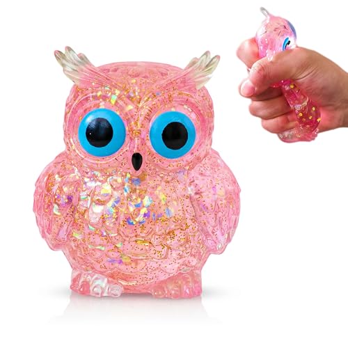 1Pcs Pink Owl Squeeze Ball for Adults, Soft Squishy Animal Stress Ball