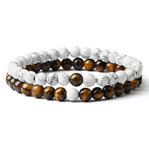 Bracelets en perles de pierre naturelle pour hommes femmes, lot corde ajustable
