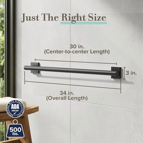 Image of Elevate 30 inch L Grab Bar, Matte Black