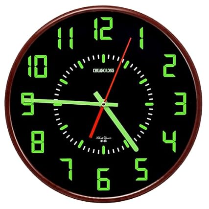 Oxmidud Glow in The Dark Thin Wall Clock, 12 Inch Silent Non Ticking Vintage Battery Operated Quartz Retro Oxmidud Glow in The Dark Thin Wall Clock, 12 Inch Silent Non Ticking Vintage Battery Operated