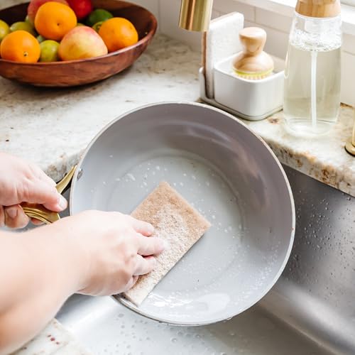 Image of Full Circle Walnut Shell Scour Pads - Pack of 8 - Powerful, Non-Scratch Dish Scrubber Made with Plant-Based & Recycled Materials, Safe for Nonstick