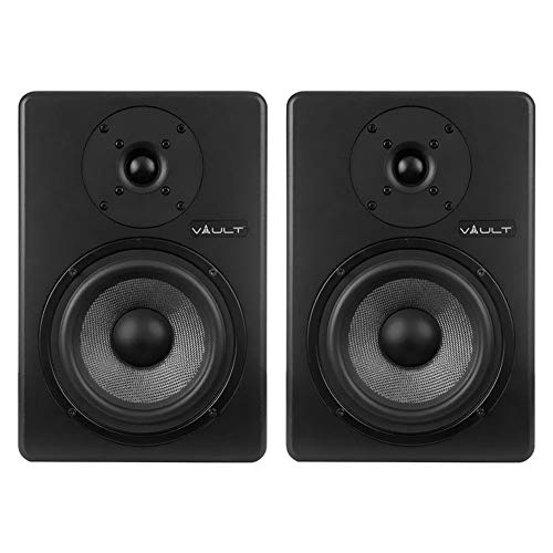VAULT C6 6-Inch Powered Studio Reference Monitors - Pair with Acoustic Foam Pads