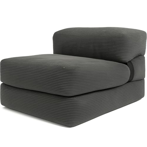Bananair - Chauffeuse 1 Place Adulte Convertible - Matelas d'Appoint Déhoussable en Velours Côtelé - Canapé Lit, Futon Pliable Pratique & Confortable, Rembourré en...