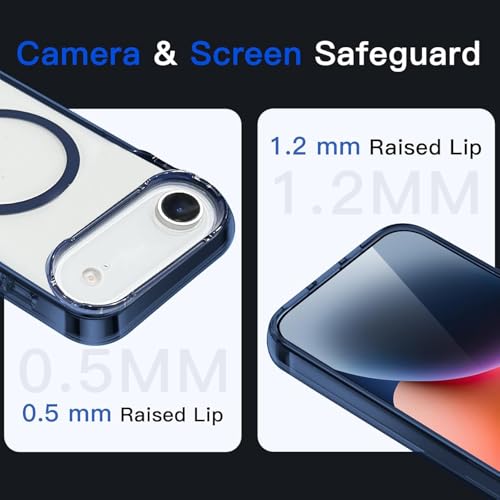 Image of VONZEE Translucent Clear Back Cover Compatible with (iPhone 17 Air Case)(2025), PC Shockproof Scratch Resistant, Non-Yellowing, Support Mag-Safe Wireless Magnetic Charging - Blue|6.6''
