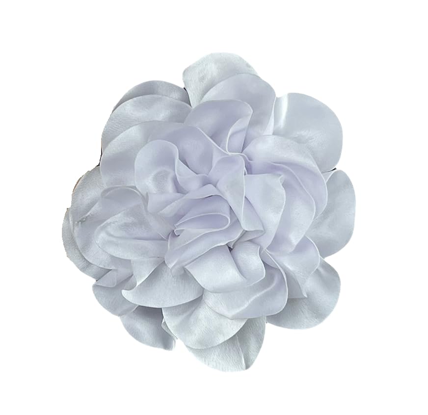 Image of Large Camellia Rose Flower Brooches Lapel Pins Dainty Satin Fabric Apparelpin Oversized Brooch Pin for Women Men Wedding Party Banquet Dress Dance Clothes Accessories