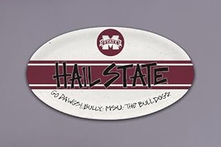 Magnolia Lane Mississippi State Bulldogs Plate, 12.25-inch Length, Oval, Melamine, Kitchen, Kitchen Accessories