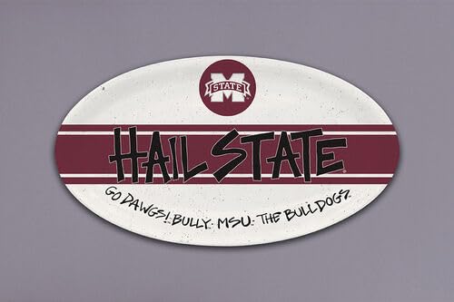 Magnolia Lane Mississippi State Bulldogs Plate, 12.25-inch Length, Oval, Melamine, Kitchen, Kitchen Accessories