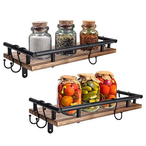 AXABING 2er Set Gewürzregale Wandmontage für Küche, Gewürzregal Wand, Gewürzregal Wand Holz, Gewürzgläser Lagerung Organizer Cover