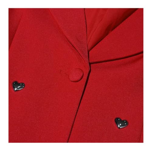Blazer décontracté avec décoration d'amour rouge veste de printemps ample noire