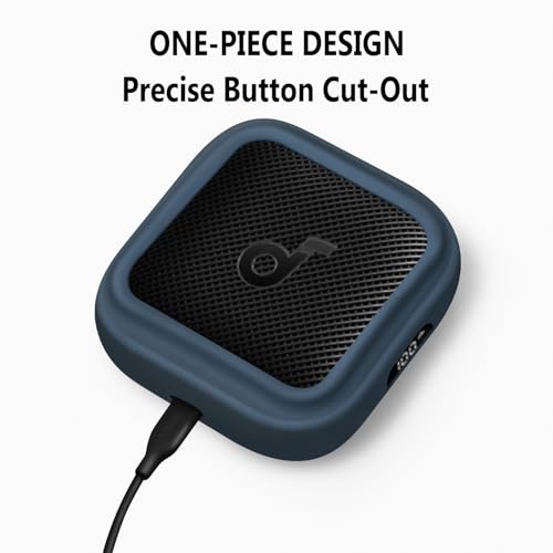 Image of Geiomoo Silicone Cover for Anker Soundcore Boom Go 3i Case, Soft Flexible Scratch Resistant Protective with Carabiner (Navy Blue)