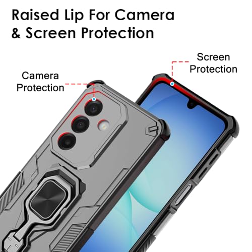 Image of TheGiftKart Tough Armor Bumper Back Case Cover for Samsung Galaxy M17 5G / A17 5G / F17 5G | Ring Holder & Kickstand in-Built | 360 Degree Protection Back Case Cover (PC & TPU, Silver)