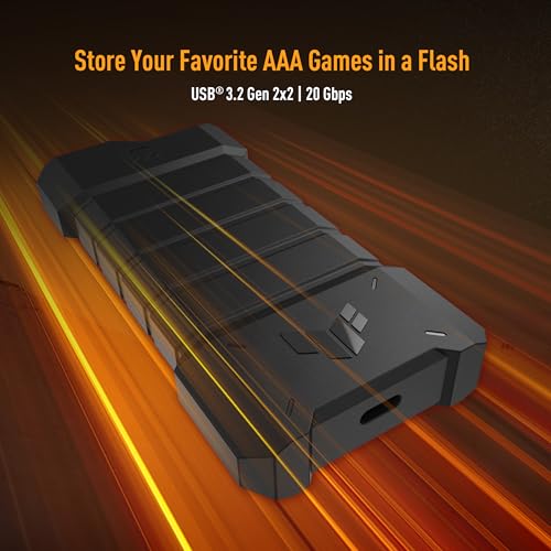 Image of ASUS TUF Gaming A2- USB-C 3.2 Gen 2x2 Portable SSD Enclosure, Dual M.2 NVMe PCIe and SATA, MIL-STD-810H Drop Resistance, IP68 Water and dust Resistance, Aluminum Alloy Chassis and a Thermal pad