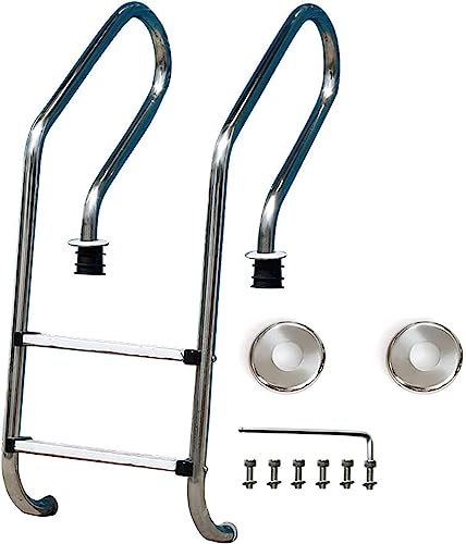 Escalera para piscina de acero inoxidable con 2 peldaños miniatura 1