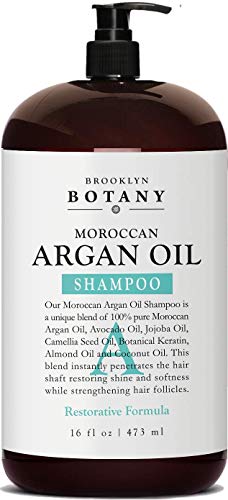 Moroccan Argan Oil Shampoo 16 fl oz - Sulfate Free - Volumizing & Moisturizing, Gentle on Curly & Color Treated Hair, Daily Use for Men & Women - Infused with Keratin - Brooklyn Botany