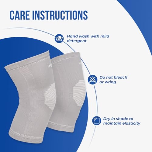 Image of Leeford Premium Knee Cap, XL, Grey | Compression & Pain Relief Support, For Gym Running Jogging Sports Exercise, For Sprains, Arthritis & Tendonitis, Men & Women