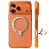 TORRAS iPhone 17 Pro 6.3 インチ 用 ケース【エアバッグ 超強保護・米軍 MIL規格 】リング スタンド MagSafe対応 Ostand Q3 Air 360°定点回転 縦横両対応 MagSafe対応 ワイヤレス充電 カメラコントロールボタン付き 登山・アウトドア活動 暁・オレンジ