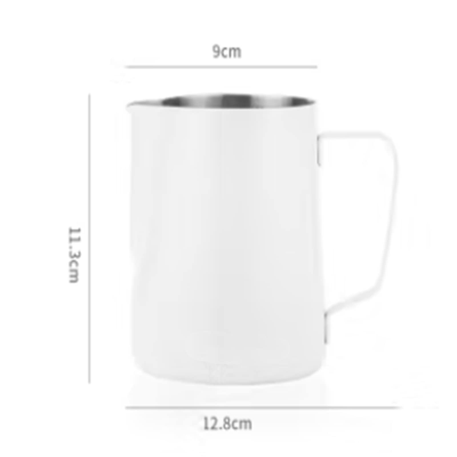Jarras para Espumar leche Copa de café flores acero inoxidable espuma leche espesada Barista del arte latte(Blanco,9x11.3x12.8cm)