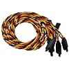 BackBayRC 20 AWG Twisted Servo Extension Cable with Safety Clip, 100-Strand Servo Wire, Gold Plated Pins, Silicone Insulation, JR-Style Plugs, 45 cm (18 in) 5-Pack