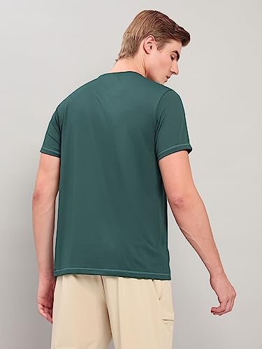 Image of TECHNOSPORT Men's Slim Fit Polyester Activewear Sports T-Shirt with Moisture-Wicking Comfort for Workout, Running & Gym